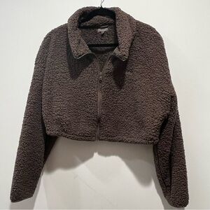 Skims Teddy crop zip up